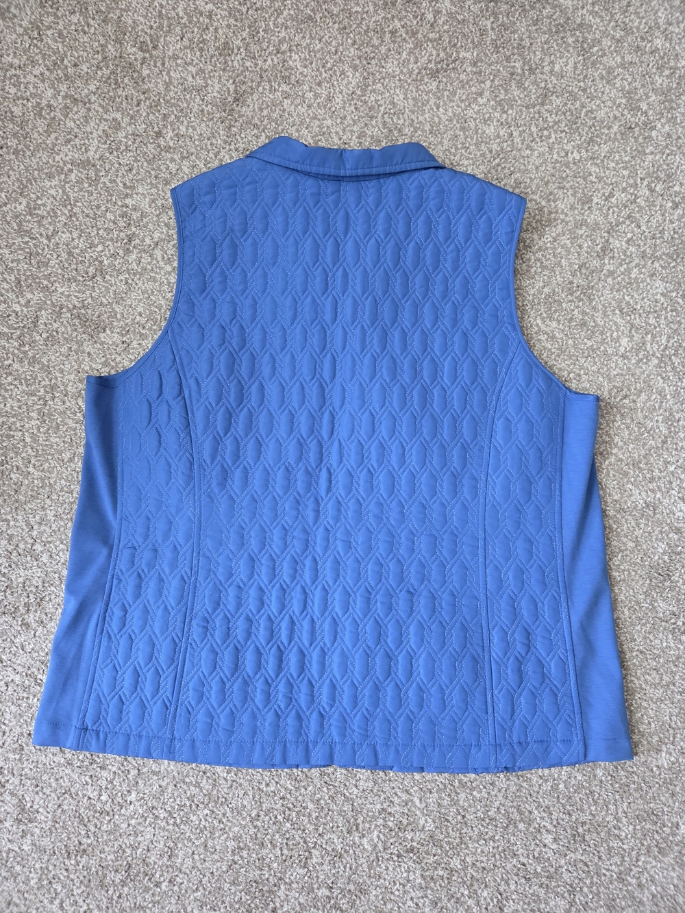 Allison Daley Plus Diamond Quilted Full Zipper Vest Royal Blue Sz 18W Pockets - Picture 5 of 9